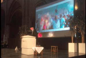 De nieuwe rector Frank Baaijens in de Catharinakerk / Foto TU/e