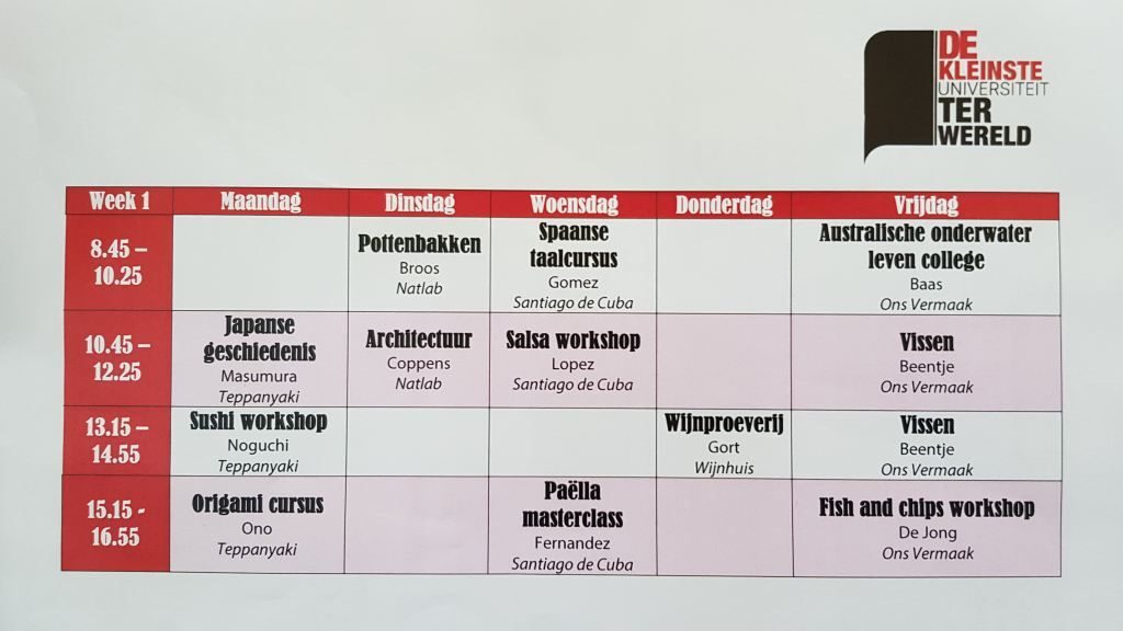 lesrooster Fontys kleinste uni
