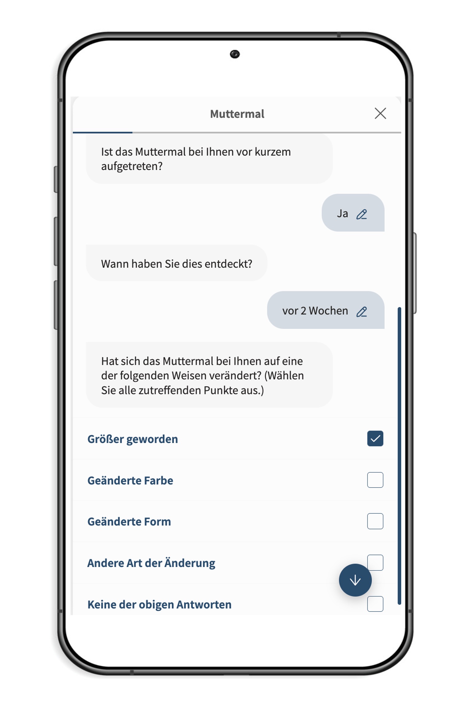 Screenshot of healthcare app
