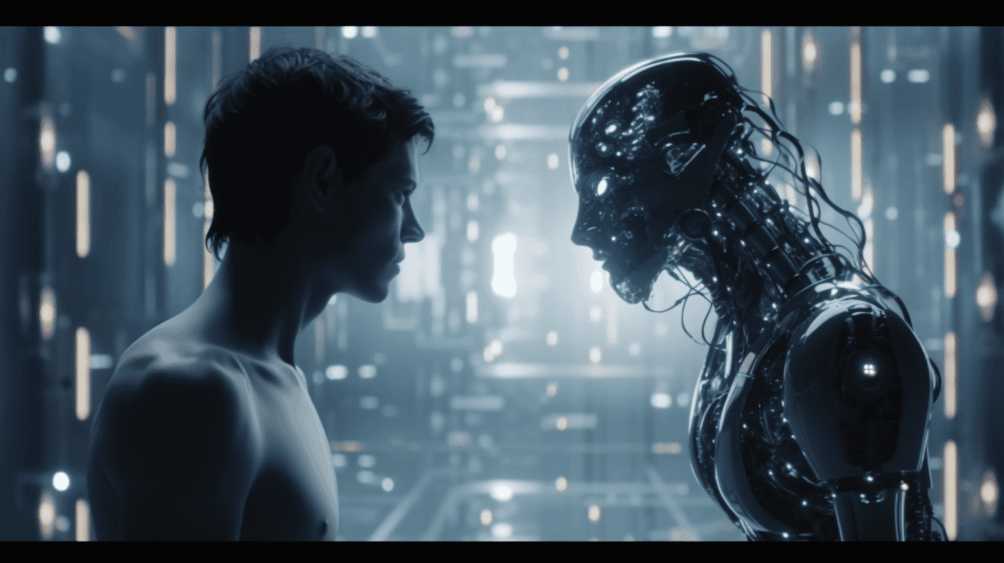 AI generated image of artificial and human intelligence working together