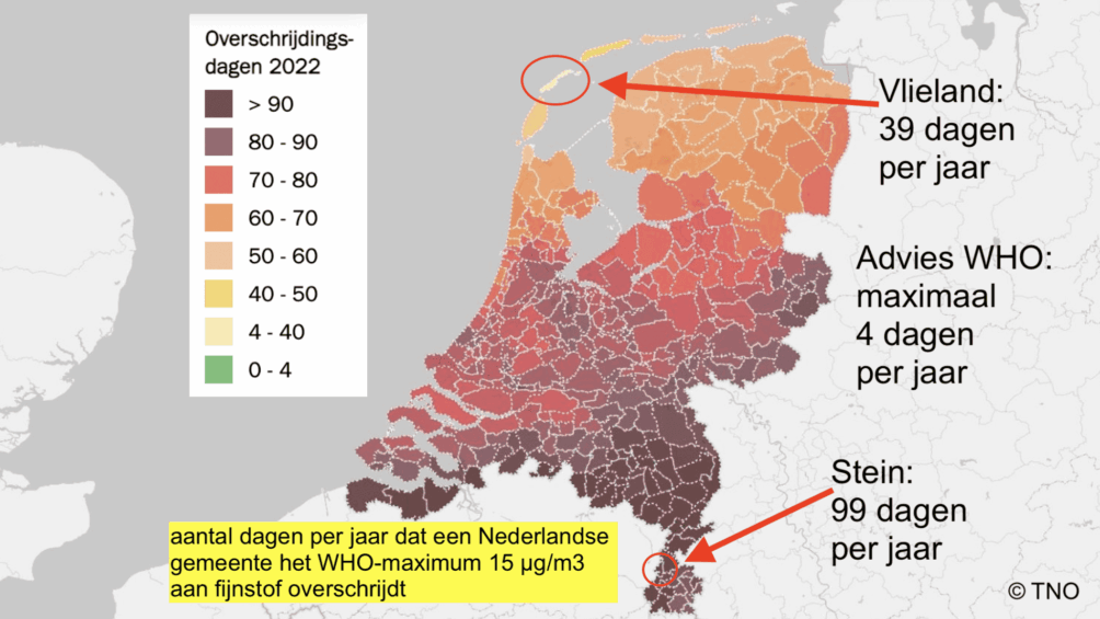 Fijnstofoverschrijdingen in 2022 © TNO