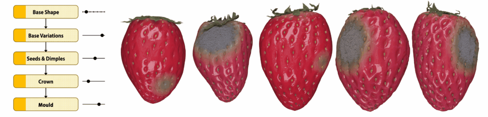 Stages of a strawberry, created with synthetic data, © Demcon DSS